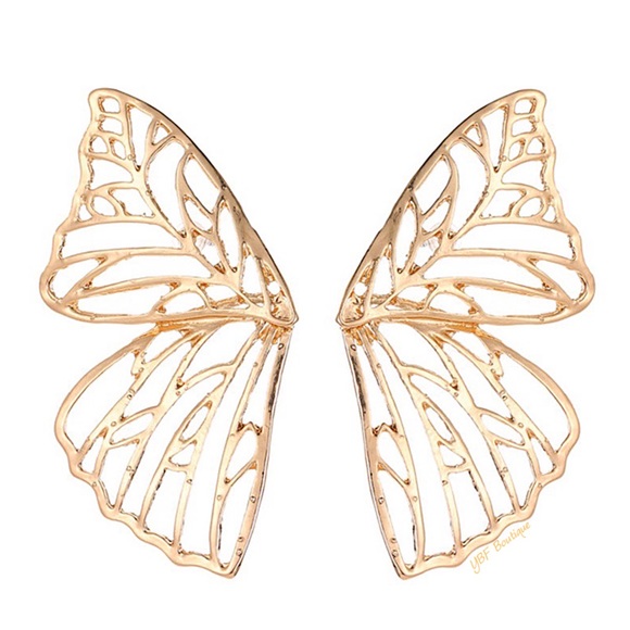 New Big Gold Butterfly Statement Post Fashion Earrings - Picture 2 of 6